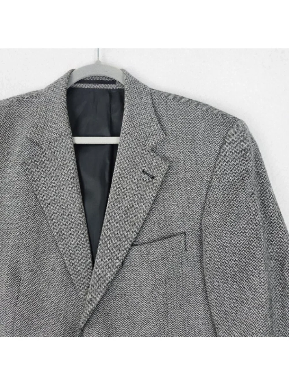Hiltl Jacket Mens EU 52 US 42 Gray Wool Herringbone Blazer Sport Coat Two Button